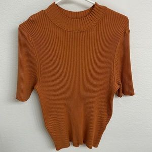 Banana Republic Orange Ribbed High Neck T Shirt